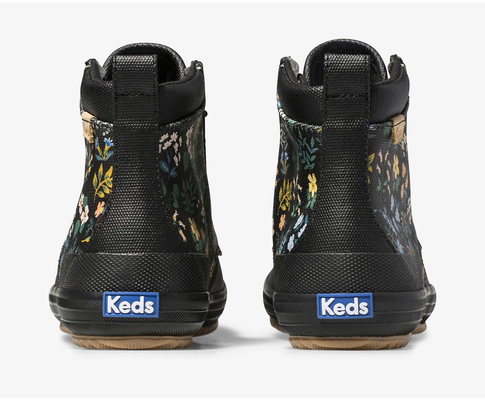 Keds Stiefel Damen Schwarz - Rifle Paper Co. Scout Water-Resistant Segeltuch Wildflower - DGO-563270